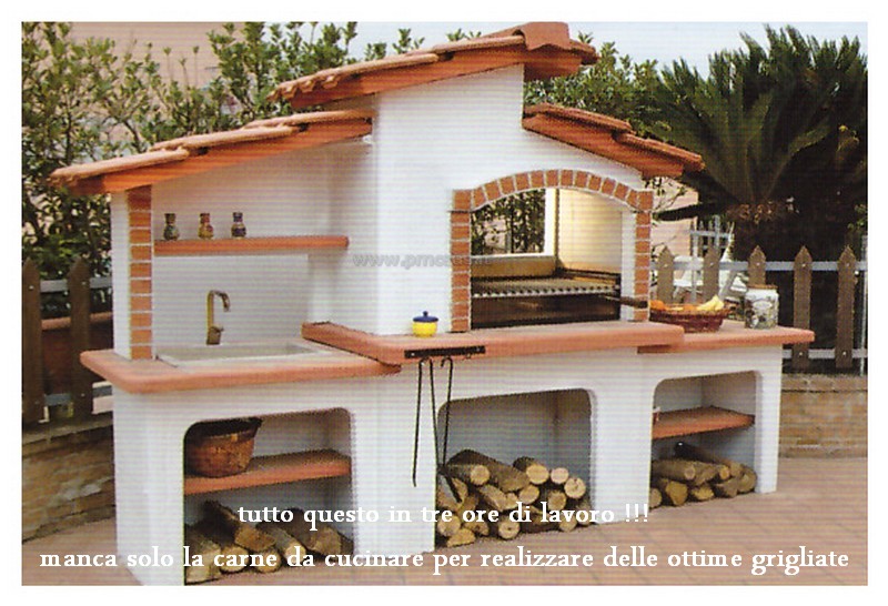 barbecue a legna con lavello
