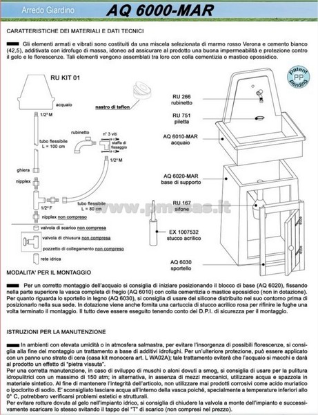 listruzioni di montaggio marmolada 540 aq6000mar